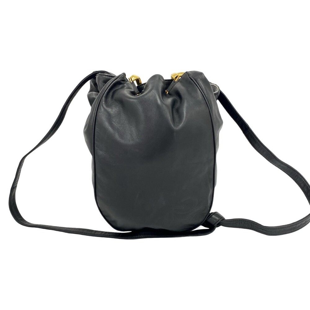 LOEWE Vintage Anagram Logo Nappa Leather Semi-Shoulder Tote Bag, Black 07068